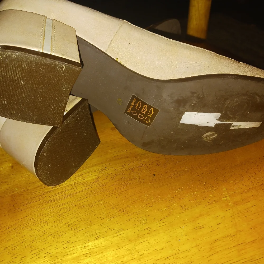 San Marina Paris Blush Leather Block Heel Shoes Size 41 US 10 Twee Vintage